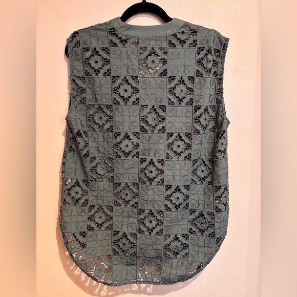 Zara Olive Green Patch Lace Men’s Dress Vest - Picture 5 of 6